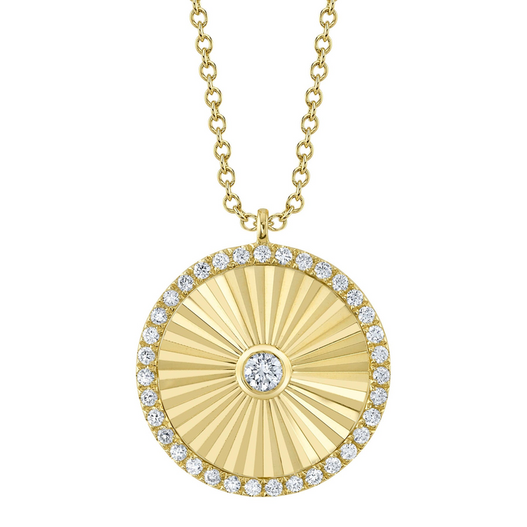 Shy Creation - Diamond Ribbed Circle Necklace