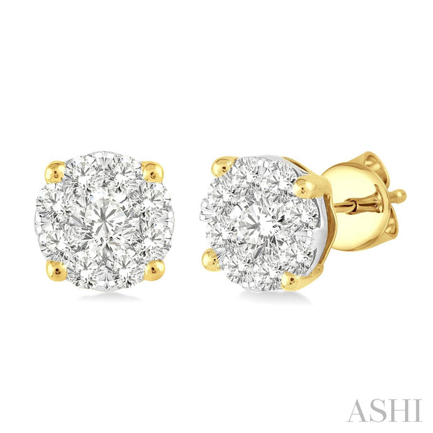 Ashi - "Lovebright" Diamond Cluster Stud Earrings - 1 Ct