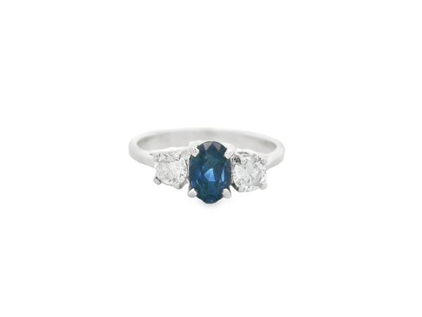 Sapphire & Diamond 3 Stone Ring