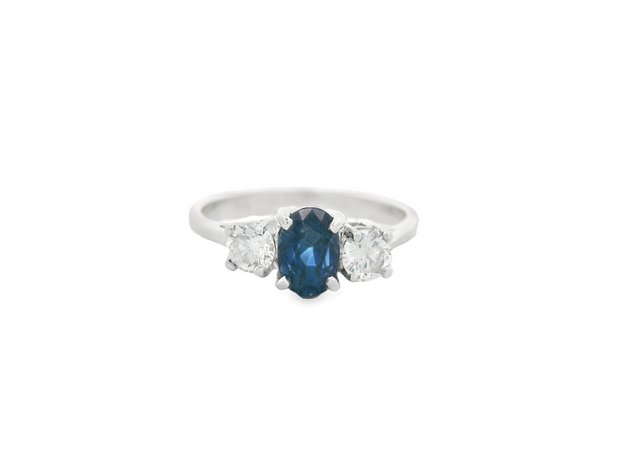 Sapphire & Diamond 3 Stone Ring