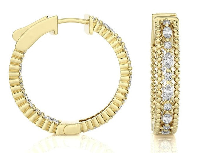 Marquise Diamond Hoop Earrings