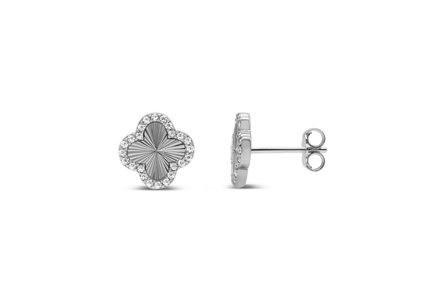 STERLING SILVER CLOVER STUD EARRINGS