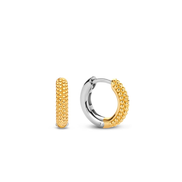 TI SENTO - Two Tone Sterling Silver Gold Plated Bump Texture Hoop Earrings