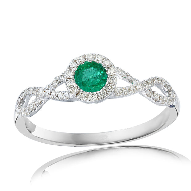 Emerald & Diamond Twist Ring