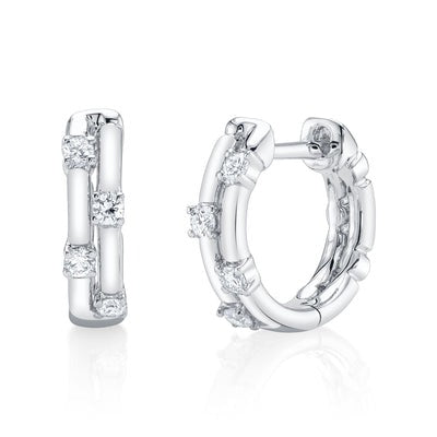 Shy Creation - Stationed Diamond Huggie Hoop Earrings
