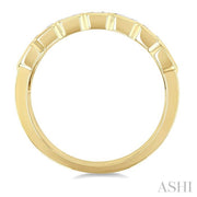 Emerald Shape Bezel Set Diamond Fashion Wide Band