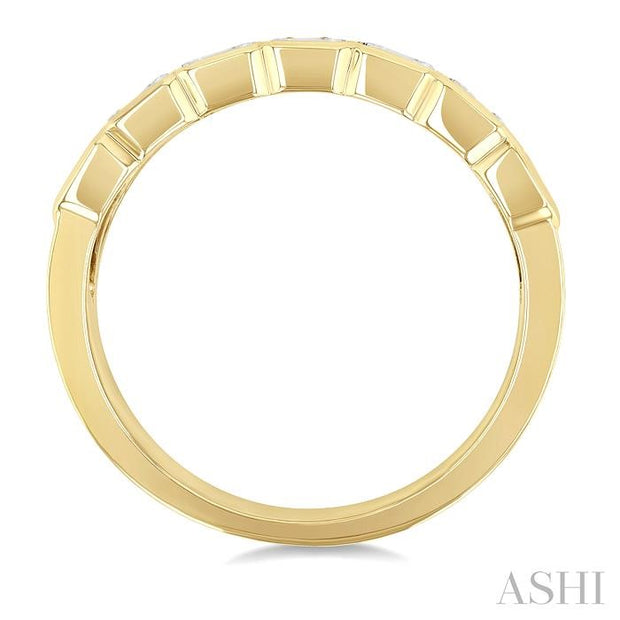 Emerald Shape Bezel Set Diamond Fashion Wide Band