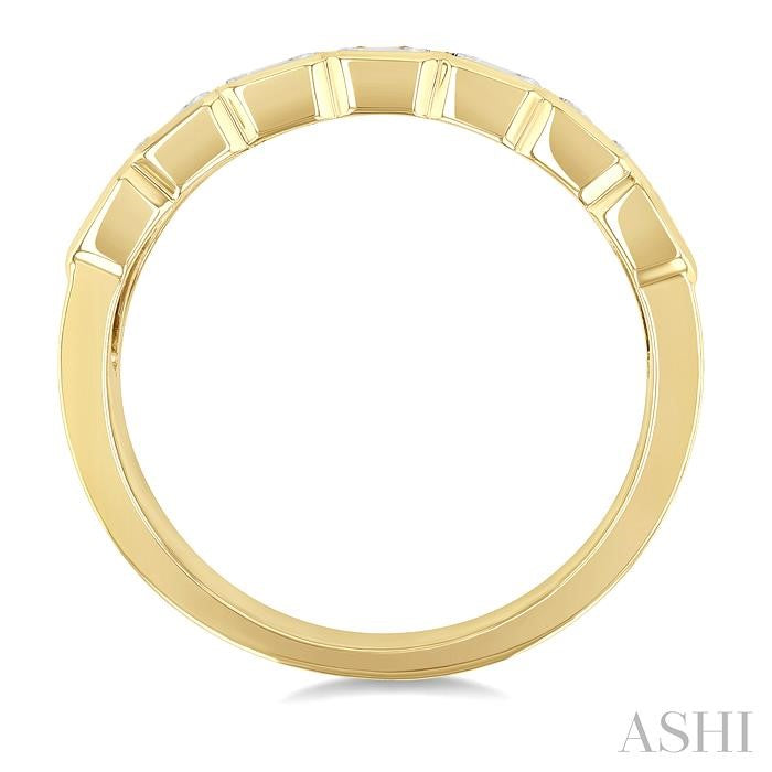 Emerald Shape Bezel Set Diamond Fashion Wide Band