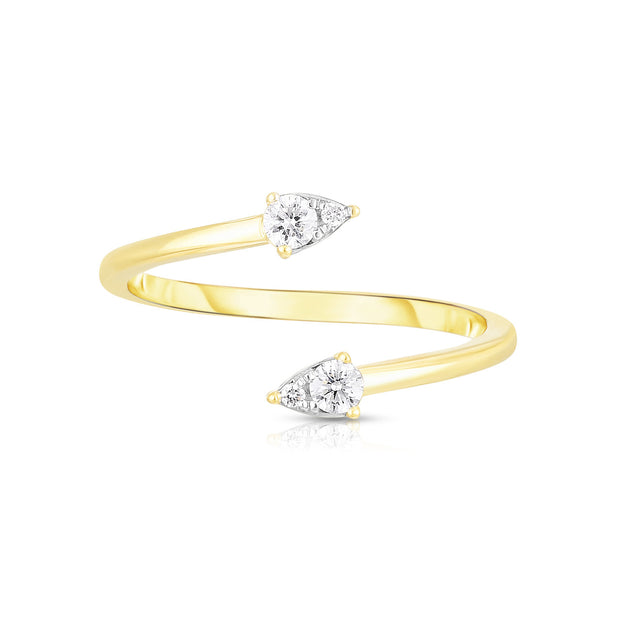 URBAETIS - DIAMOND ILLUSION PEAR BYPASS RING