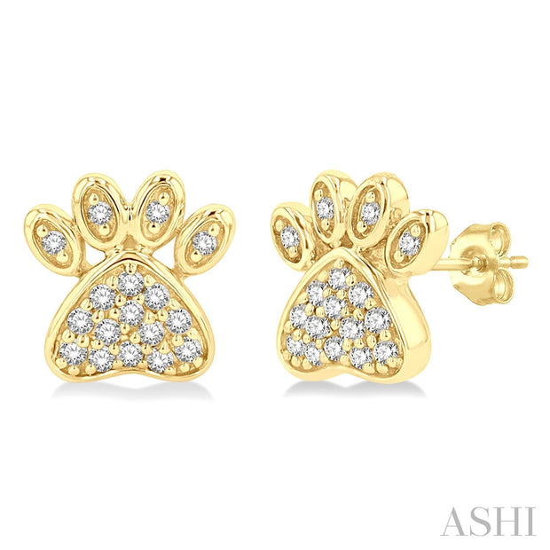ASHI - DIAMOND PAW PRINT POST EARRINGS