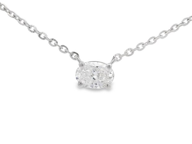 Oval Diamond Solitaire Necklace – 1/2 Ct