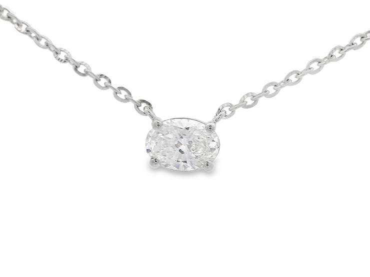 Oval Diamond Solitaire Necklace – 1/2 Ct