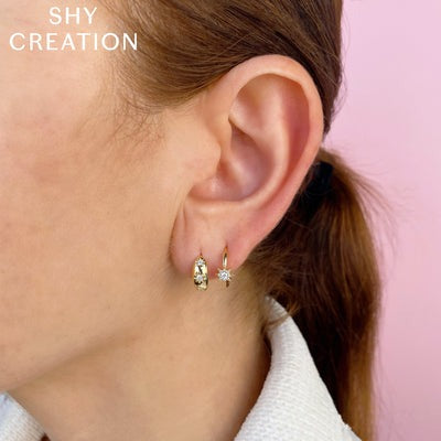 SHY CREATION - DIAMOND STAR HOOP EARRINGS