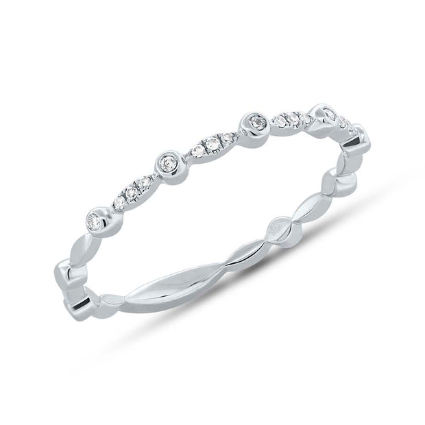 SHY CREATION - WHITE GOLD DIAMOND BEZEL FASHION RING