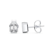Bezel Set Emerald Cut Diamond Stud Earrings