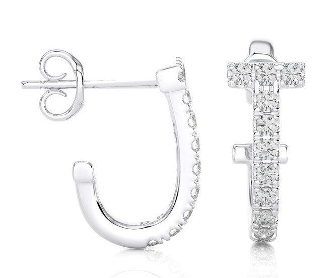 Diamond "T" Hoop Earrings