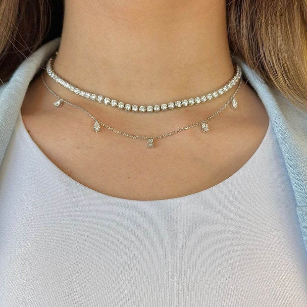 Various Shape Diamond Dangle Necklace