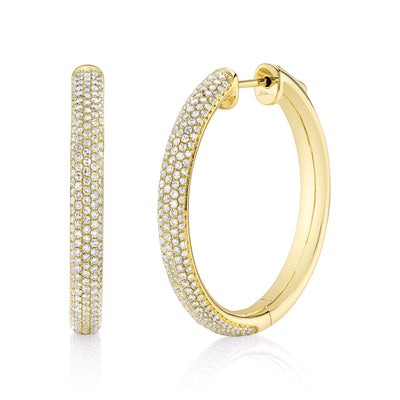 Shy Creation - Pave Diamond Hoop Earrings
