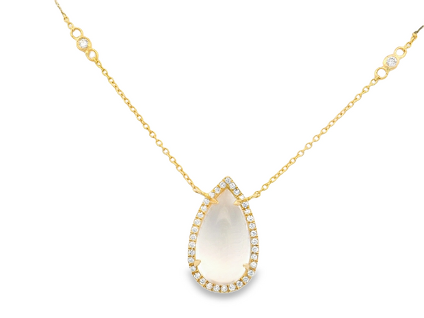 Moonstone & Diamond Teardrop Pendant