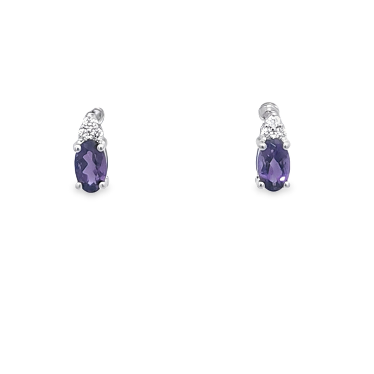 AMETHYST & DIAMOND POST EARRINGS