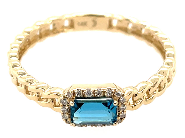 DILAMANI – BLUE TOPAZ & DIAMOND CHAIN RING