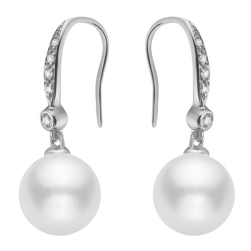 Pearl & Diamond Dangle Earrings