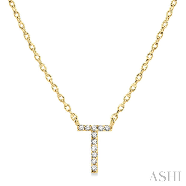 Ashi - 'T' Diamond Initial Pendant