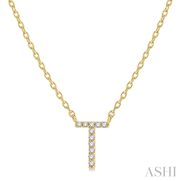 Ashi - 'T' Diamond Initial Pendant