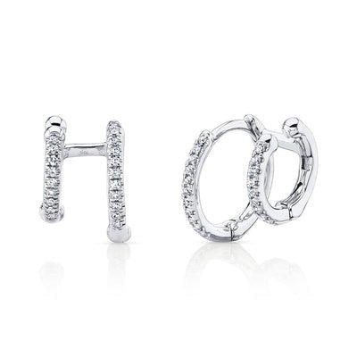 SHY CREATION – PAVE DIAMOND HUGGIE DOUBLE HOOP EARRINGS