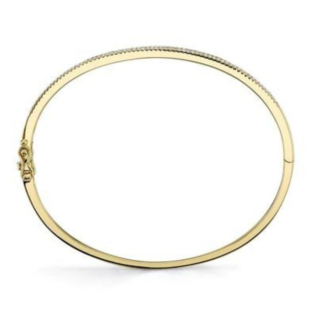 SHY CREATION- YELLOW GOLD DIAMOND PAVE BANGLE