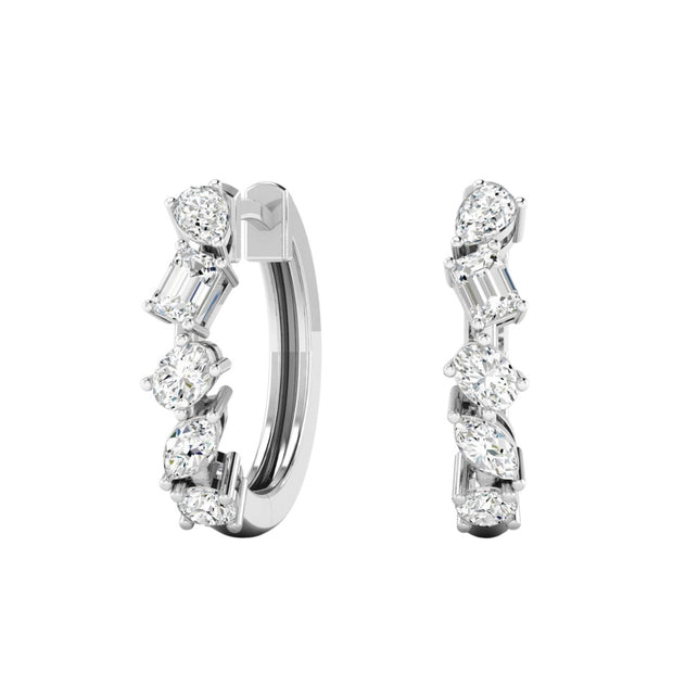 Multi Shape Diamond Hoop Earrings