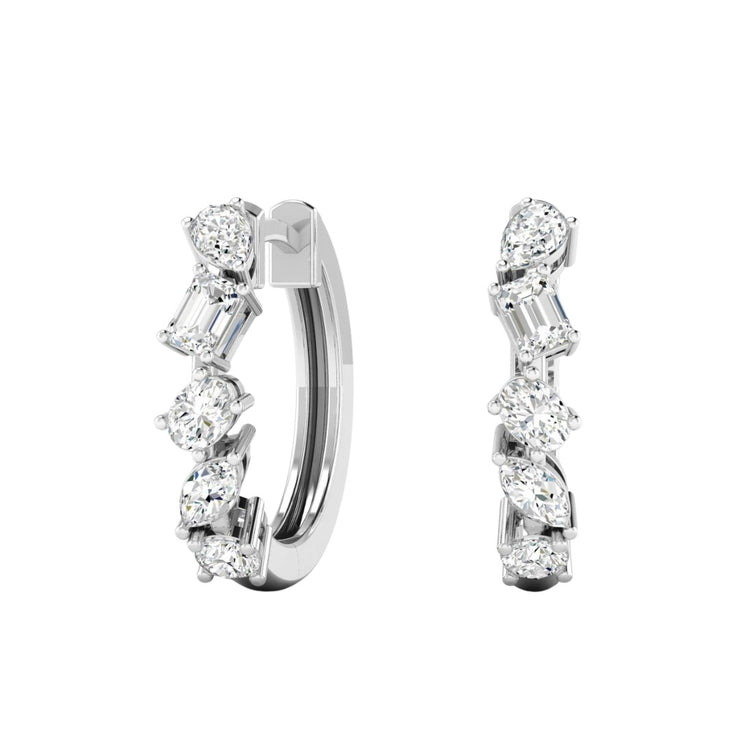 Multi Shape Diamond Hoop Earrings