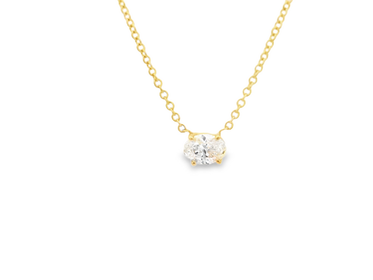 Diamond Solitaire Pendant - 1/2 Ct Oval