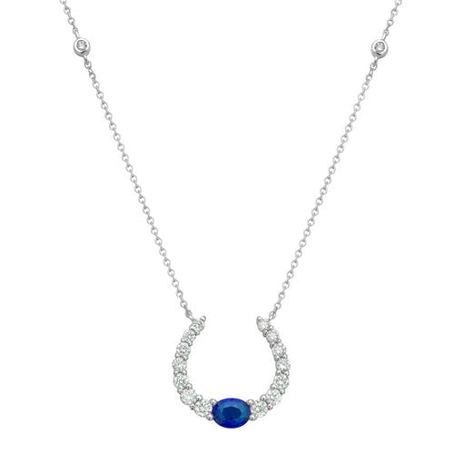 Sapphire & Diamond Horseshoe Pendant