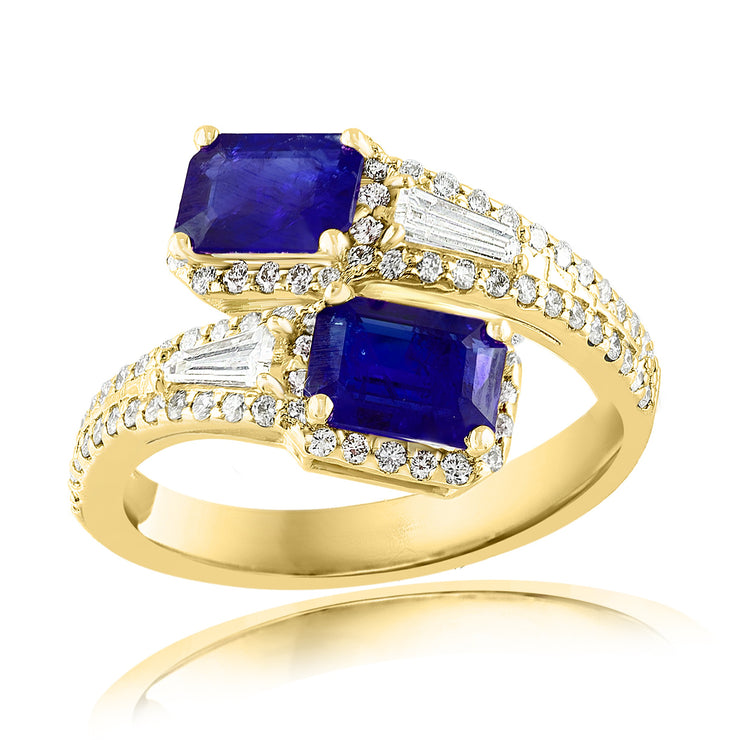 Diamond & Sapphire Bypass Ring