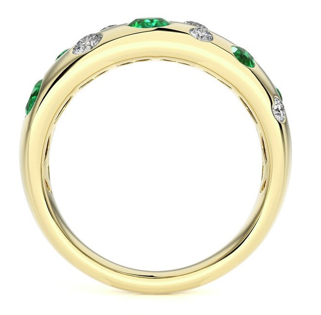 Emerald & Diamond Dome Ring