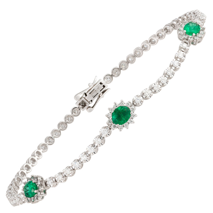Emerald & Diamond Tennis Bracelet