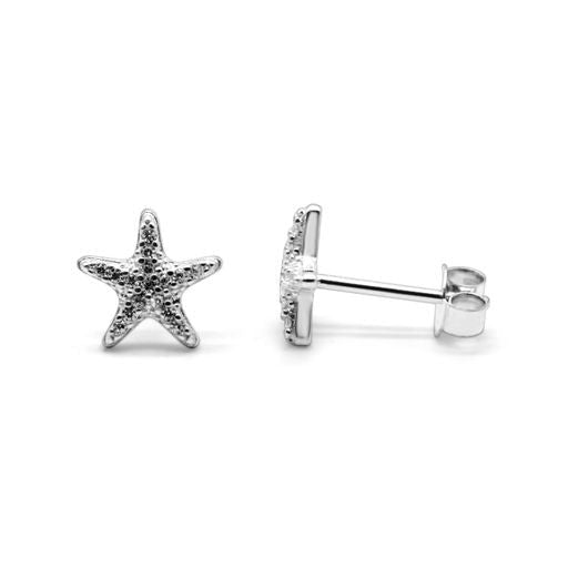 Silver Pavé Dancing Starfish Earring
