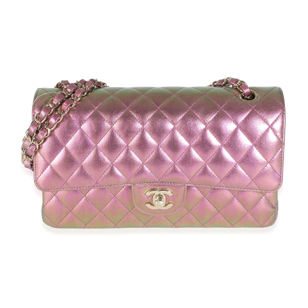 CHANEL 20B Purple Quilted Iridescent Lambskin Medium Classic