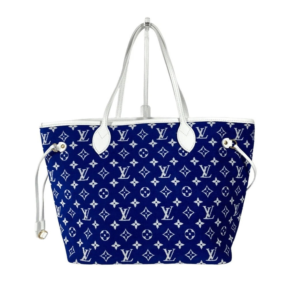 neverfull gm louis vuitton velvet bag Siebke Hoyt Blue and White Monogram Velvet Neverfull Tote Bag