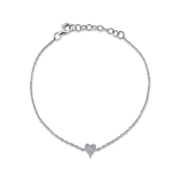 Siebke Hoyt Heart Pave Diamond Chain Bracelet in 14K White Gold (0.05ct)