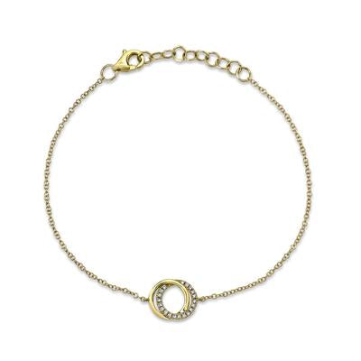 Siebke Hoyt Round Diamond Love Knot Circle Bracelet in 14K Yellow Gold (0.07ct)