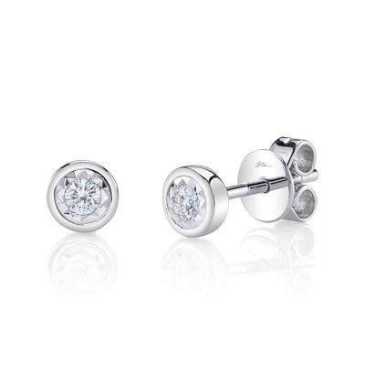 Siebke Hoyt Bezel Set Stud Earrings with Round Diamonds in 14K White Gold (0.10ctw)