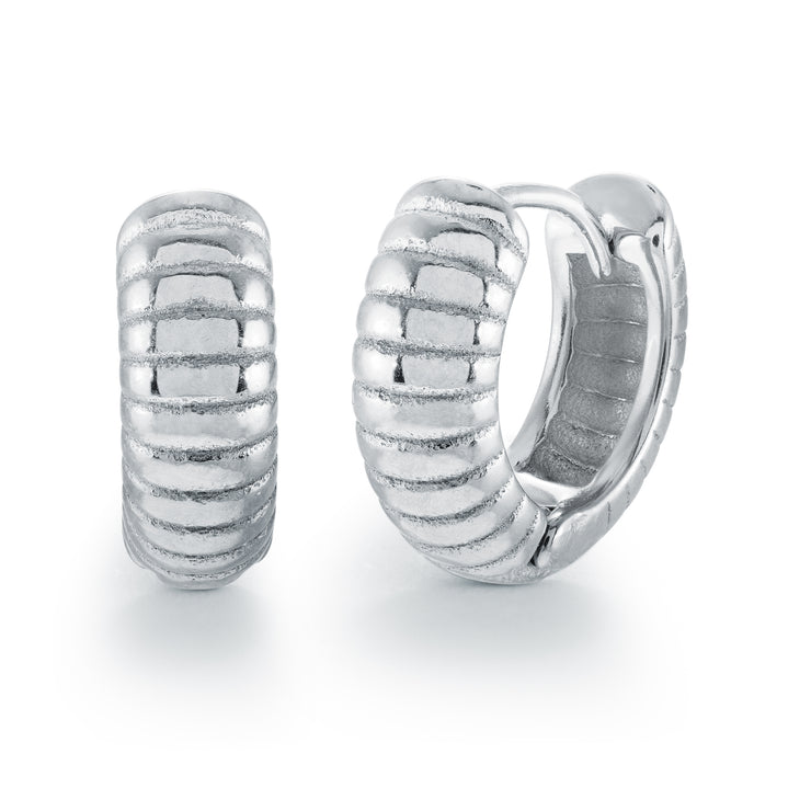 Italgem - Stainless Steel Ribbed Huggie Earrings