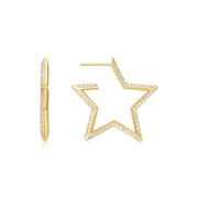Ania Haie - Gold Large Star-Shaped Pavé Hoop Earrings