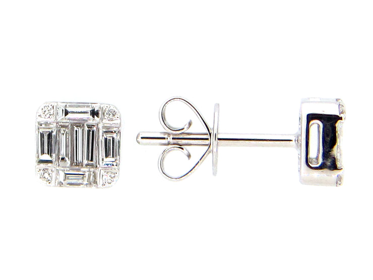 DILAMANI - 1/3 CT DIAMOND BAGUETTE CLUSTER POST EARRINGS