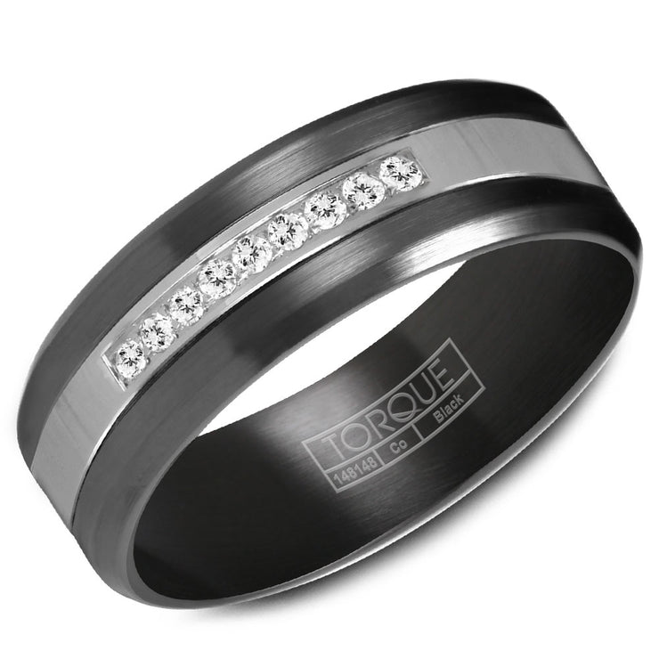 CROWN RING - CHROME & COBALT MEN'S DIAMOND WEDDING BAND