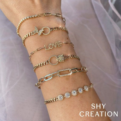 Shy Creation - Diamond Paperclip Link Bracelet