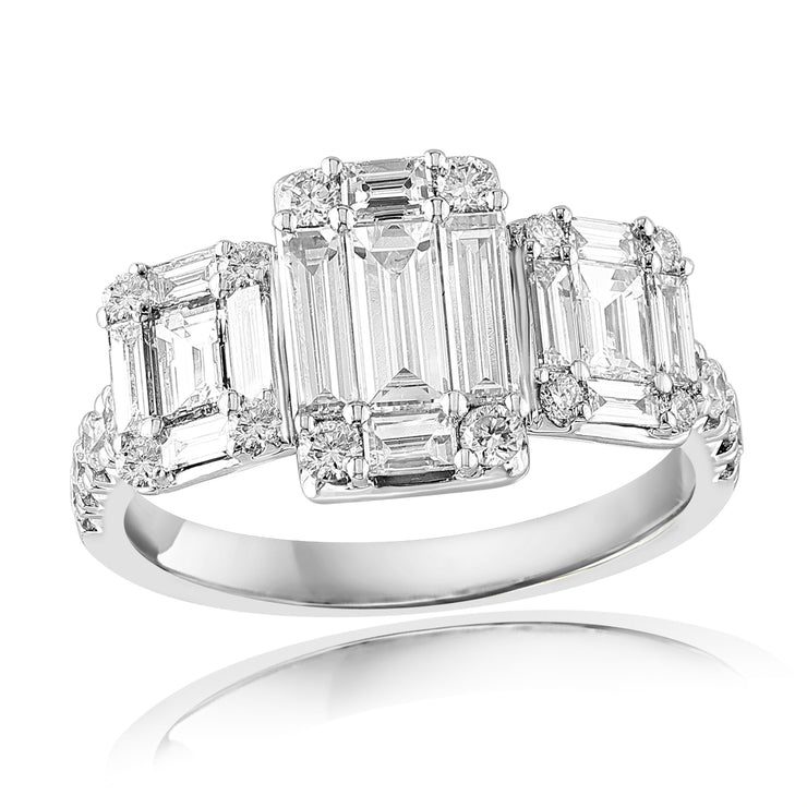 JEWELS BY JACOB - BAGUETTE CLUSTER "3 STONE" DIAMOND RING