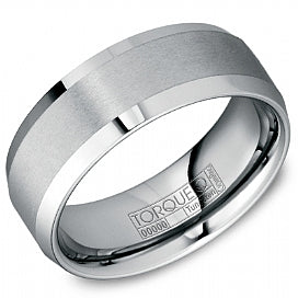 CROWN RING - TUNGSTEN BRUSHED & POLISHED EDGE BAND